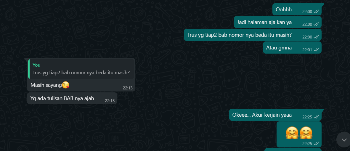 Tangkapan Layar ketika Mega minta bantuan bikin nomor halaman